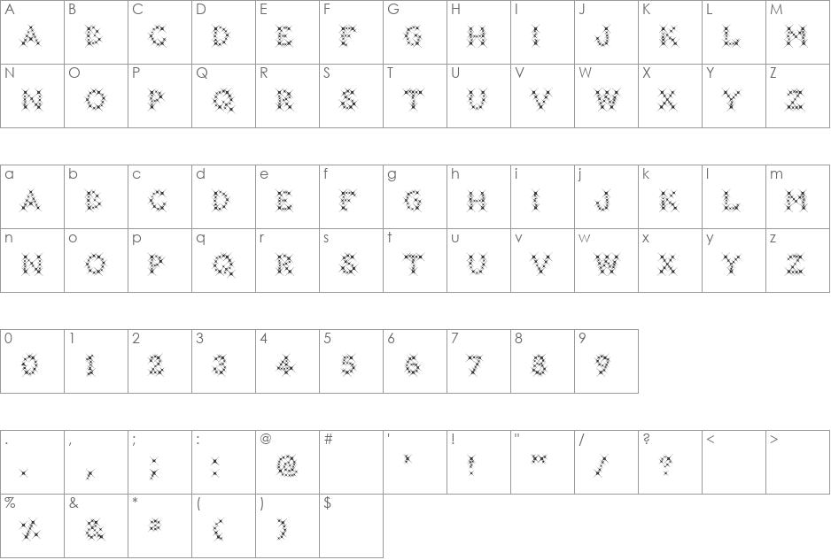 GalaxyfaceHirReg font character map preview