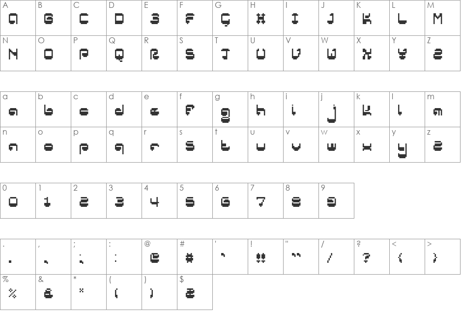 GalaxyN font character map preview