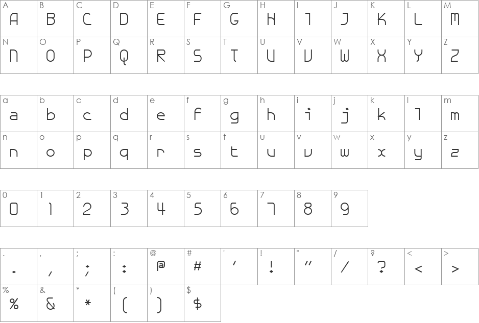 GalexicaMono font character map preview