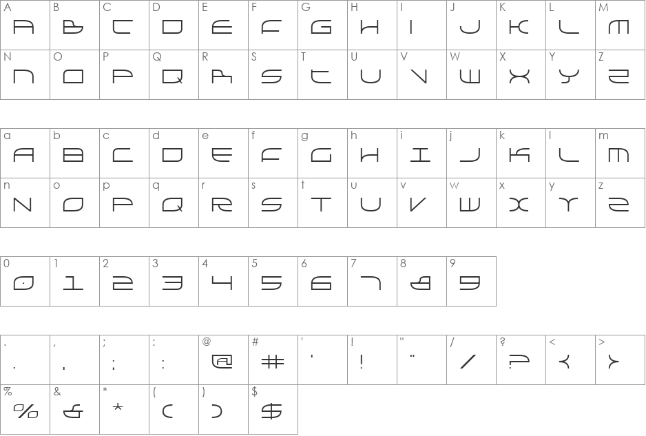 Galga font character map preview