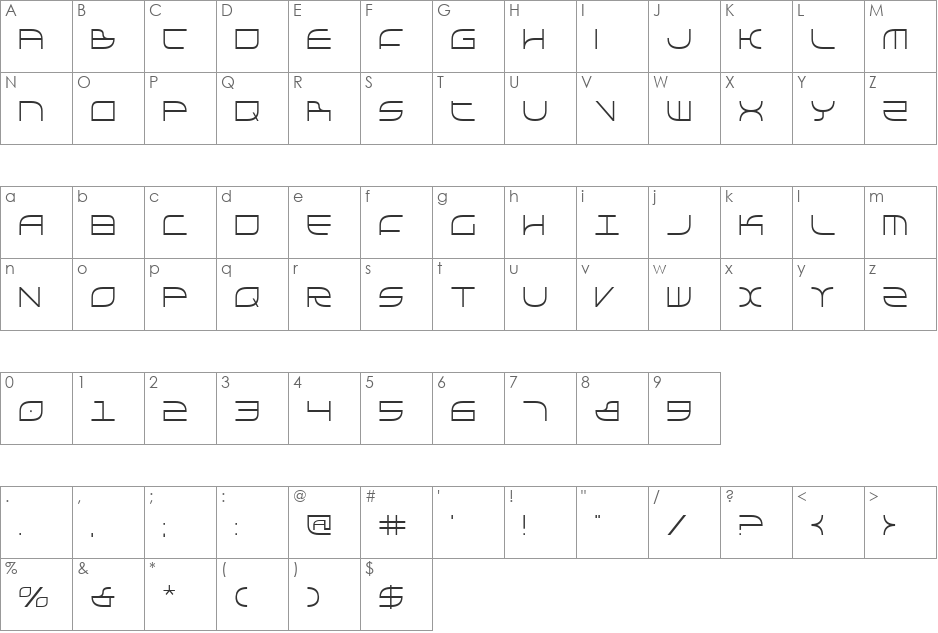 Galga Condensed font character map preview