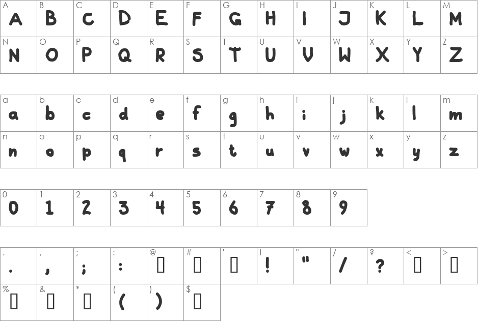 Galla font character map preview