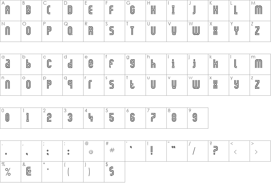 GALLEDIS font character map preview