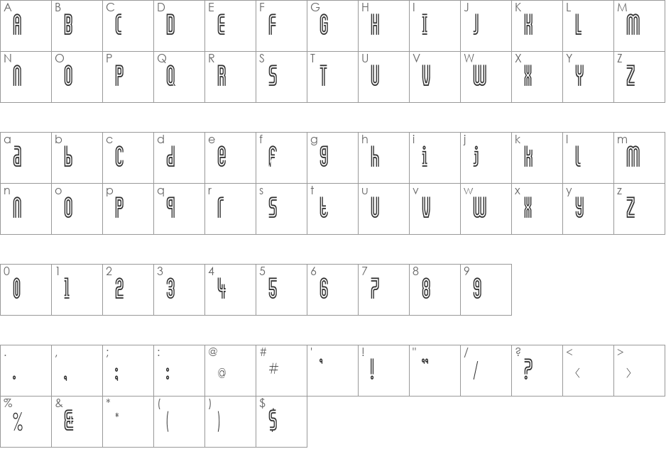 GALLEDIS Cn font character map preview