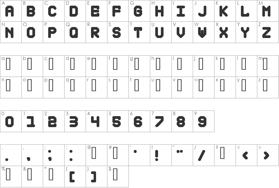 GALLEGA font character map preview