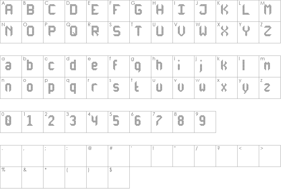 Another X Display tfb font character map preview