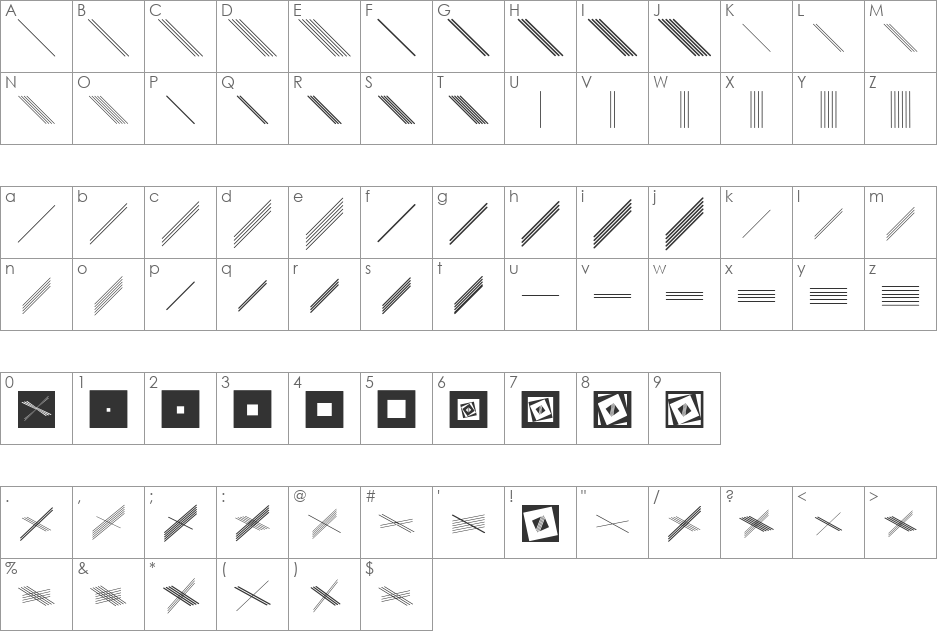 GalleriaGeometricaA font character map preview