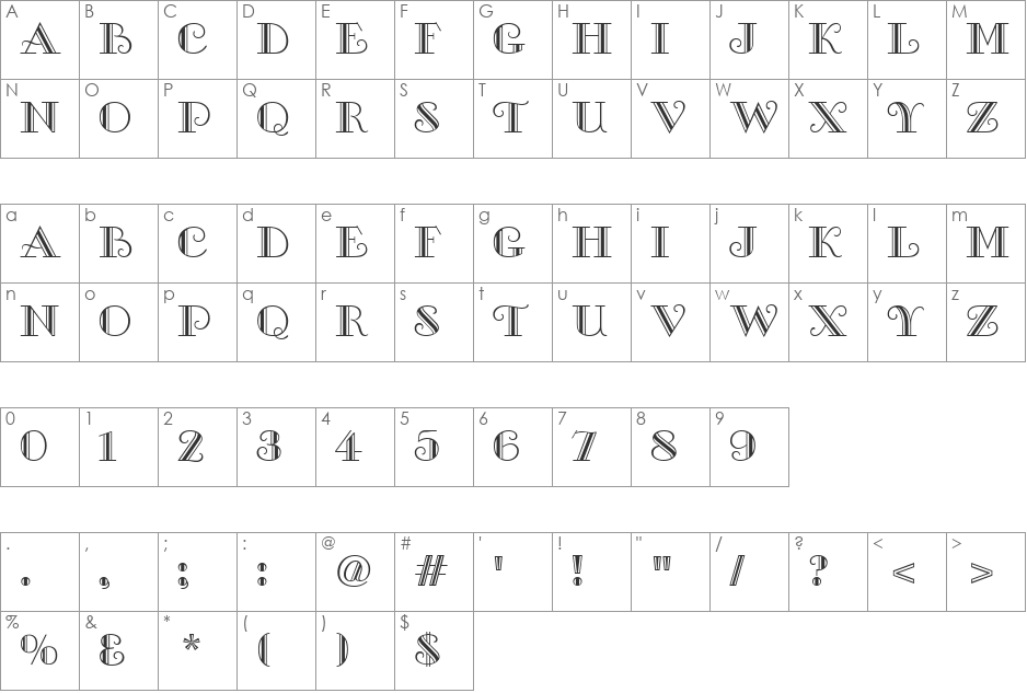 Gallia font character map preview