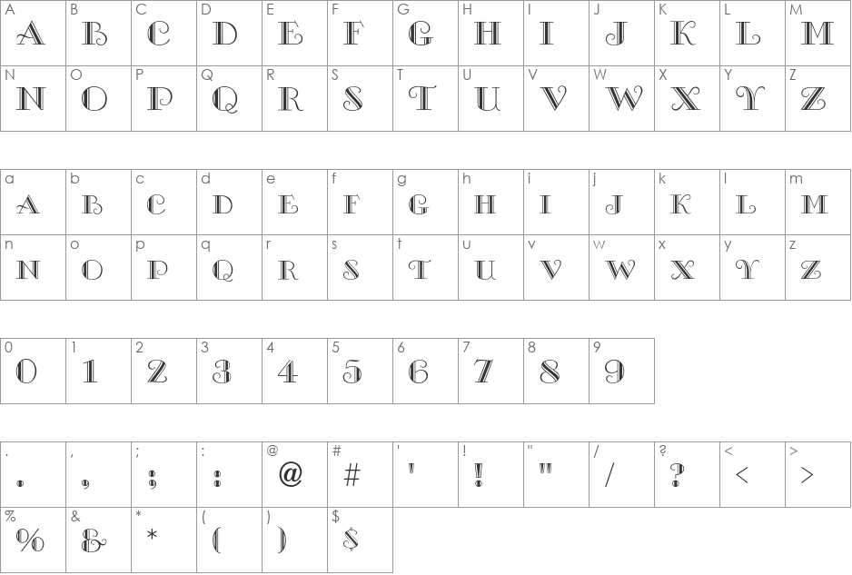 Gallia font character map preview