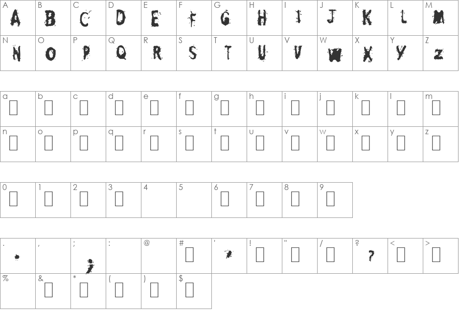 GALLIEZ font character map preview