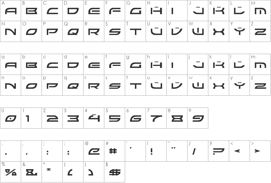 Gallonigher font character map preview