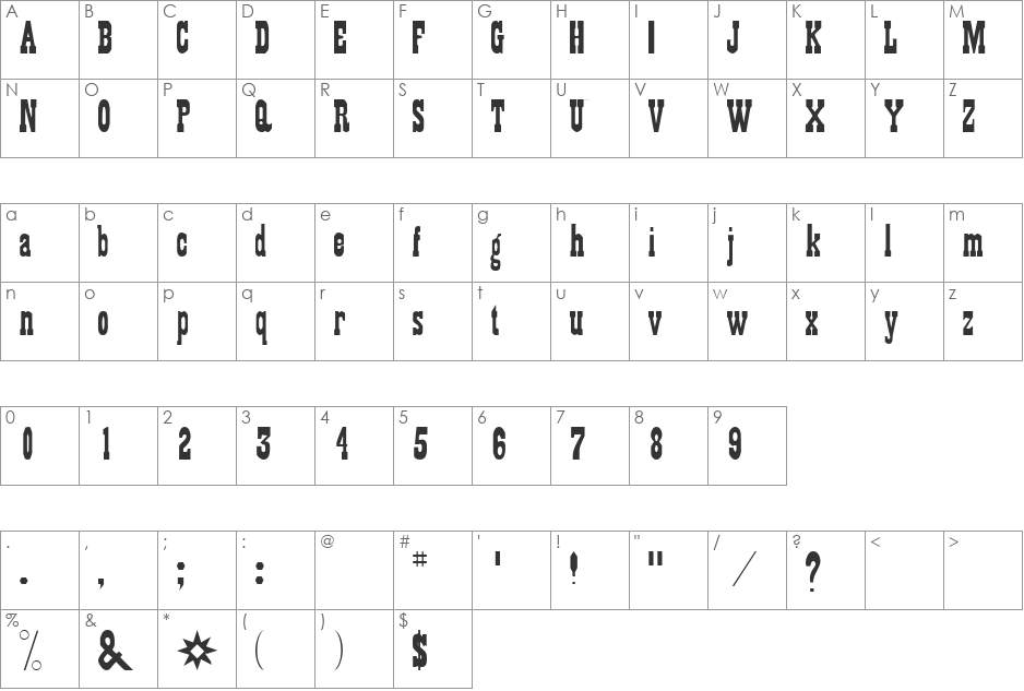 Gambler font character map preview