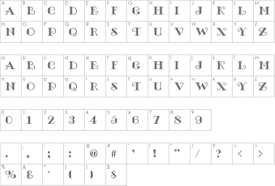 Gambler DB font character map preview