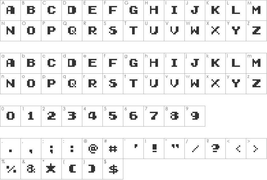 Gamegirl Classic font character map preview