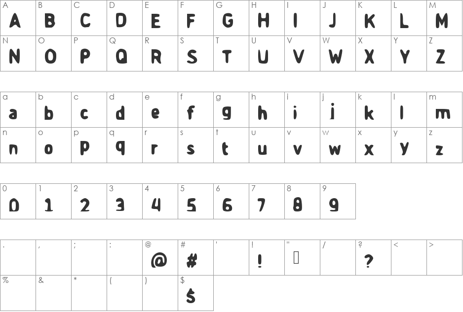 Game_Time font character map preview