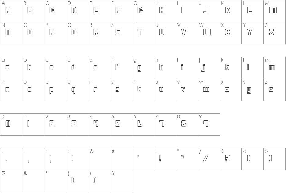 Gamioal Pro font character map preview