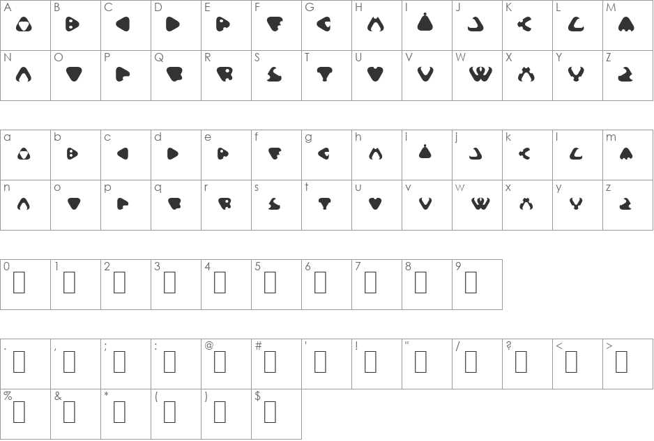 Gammelfitta font character map preview