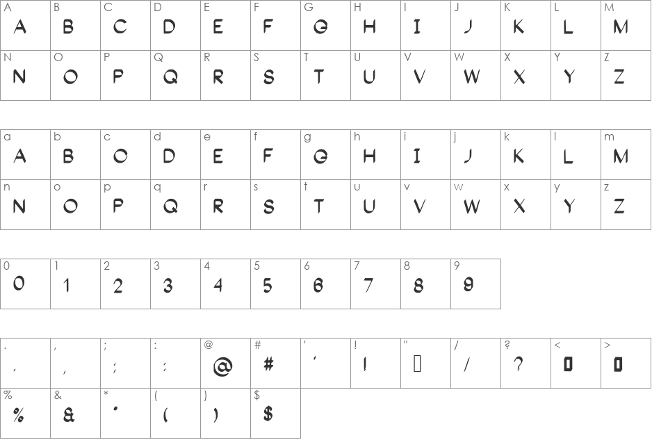 Gangnam font character map preview