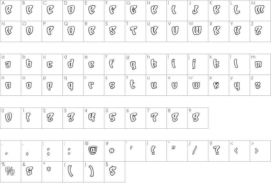 Ganity XF font character map preview