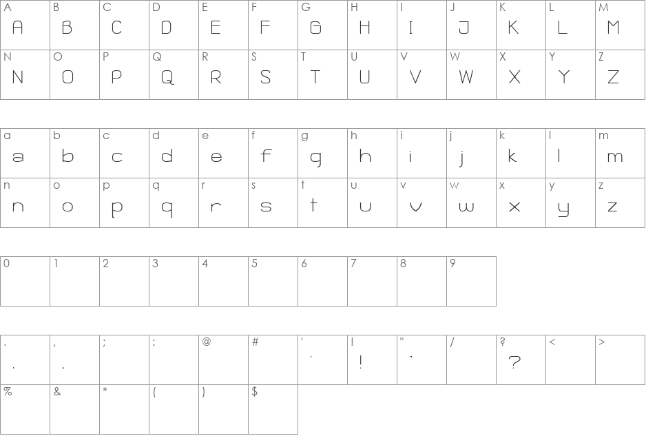 Ganix Apec font character map preview