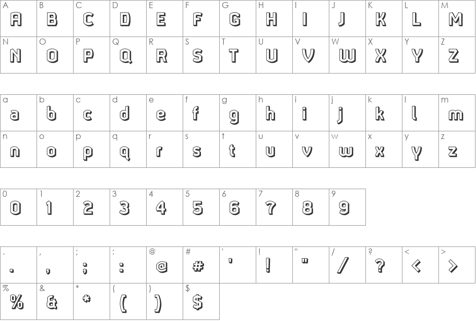 Ganymede3D font character map preview