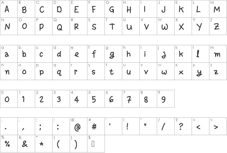 gaplek font character map preview