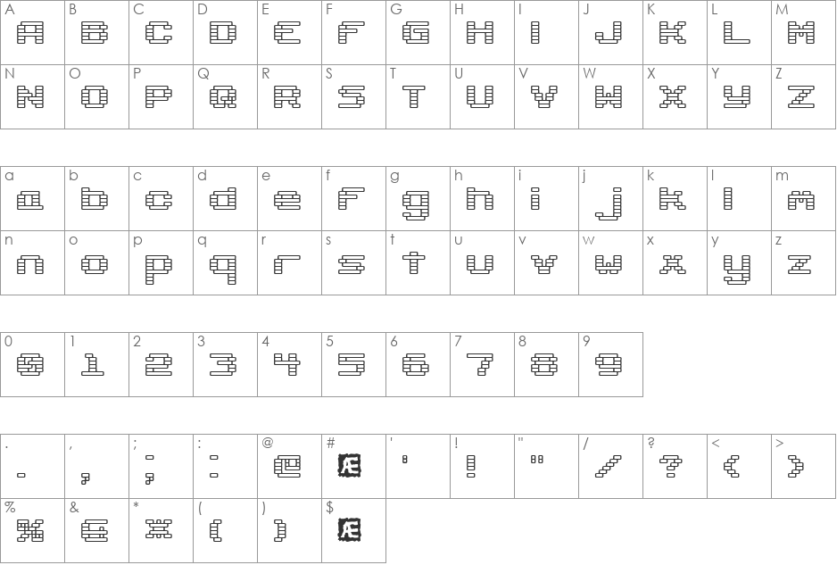 Gaposis Solid BRK font character map preview