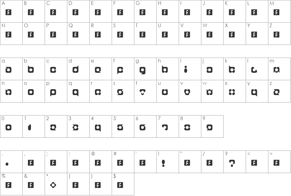 gappy font character map preview