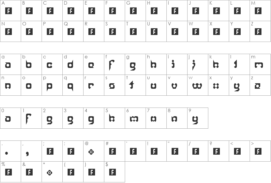 gappy lc font character map preview