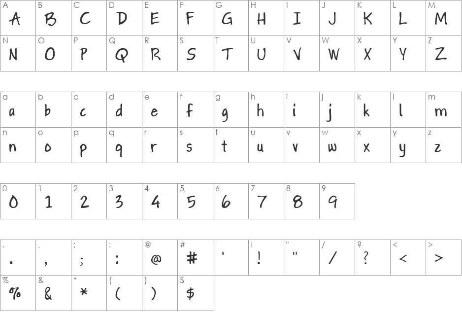 Gapstown Small AH font character map preview