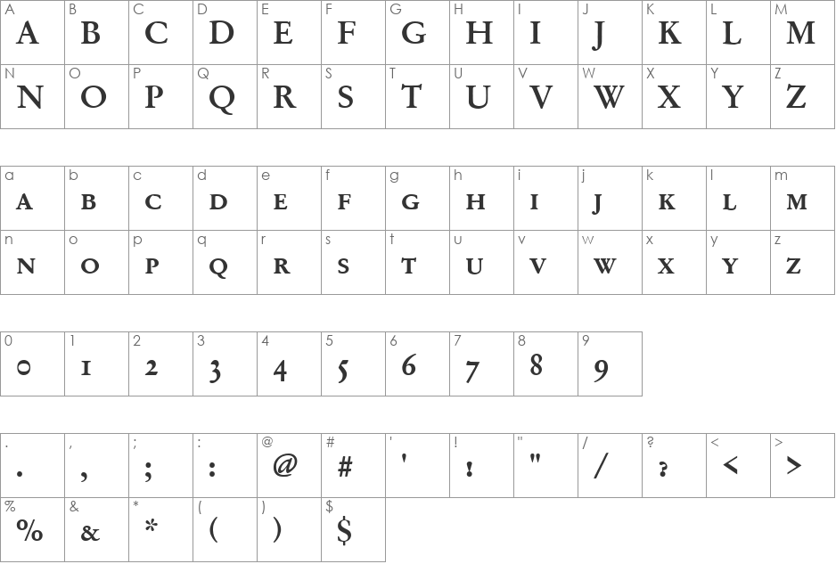 GaramondNo2SCTMed font character map preview