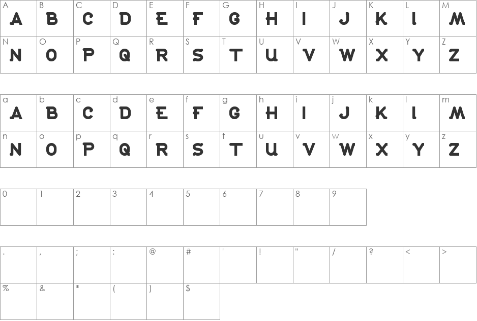 antariksa font character map preview