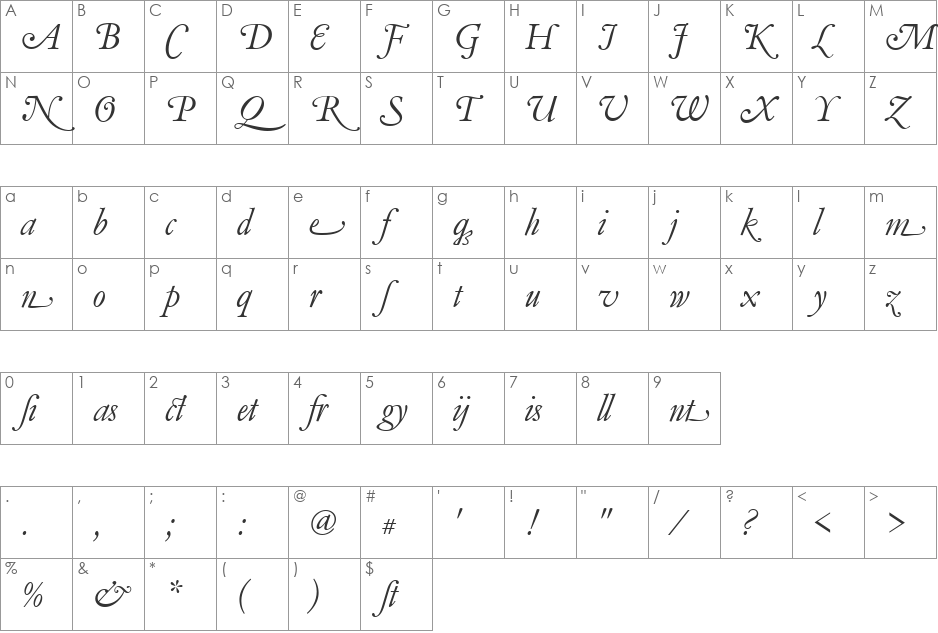 GaramondNo5SwaD font character map preview