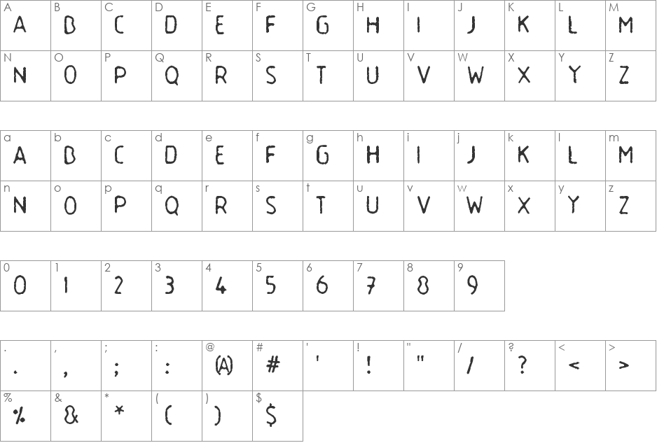 Garbage Guerilla font character map preview