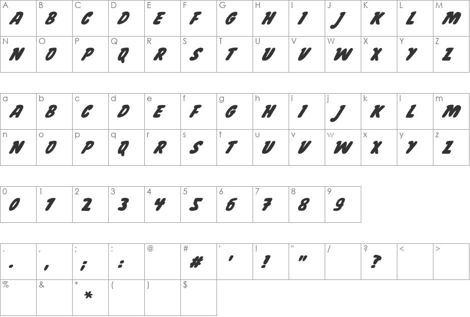 Garcia font character map preview