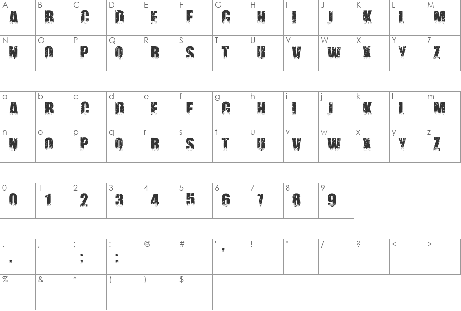 Gardiendherbev2 font character map preview