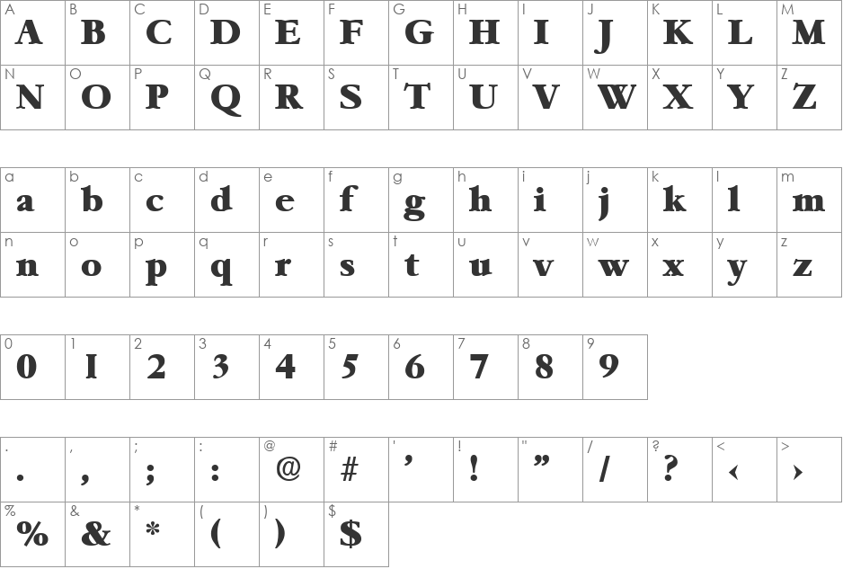 Garemond-Heavy font character map preview