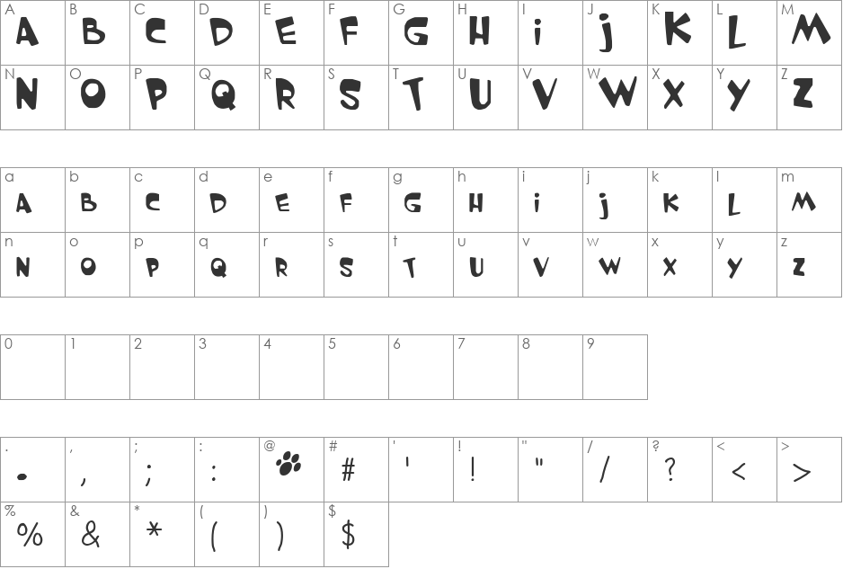 GARFIELD the CAT font character map preview