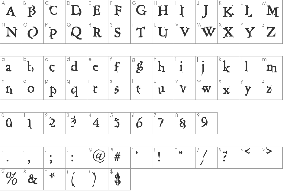 GarishMonde font character map preview