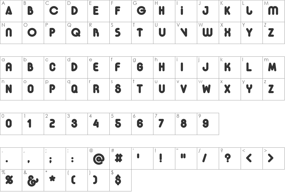 Garoa Hacker Clube font character map preview