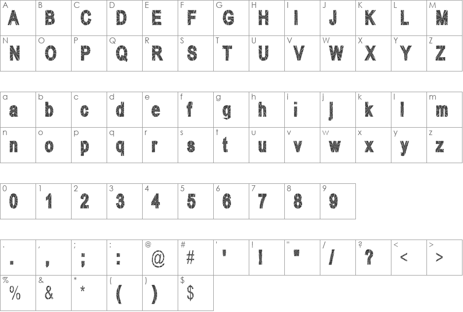 Antenna Bloat Shatter font character map preview