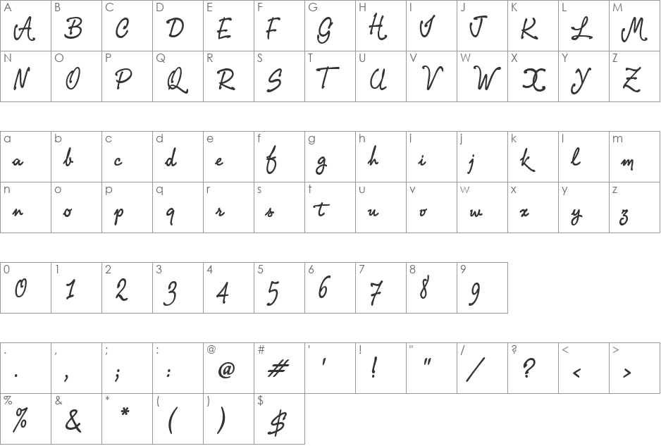 GarridoUT font character map preview
