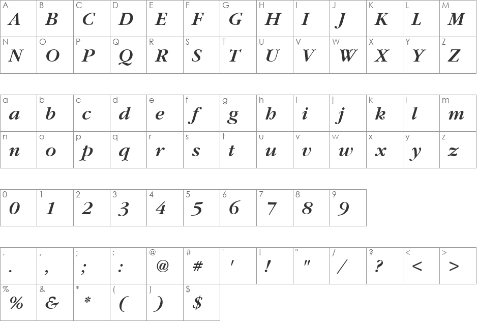 GarryMondrian5 font character map preview