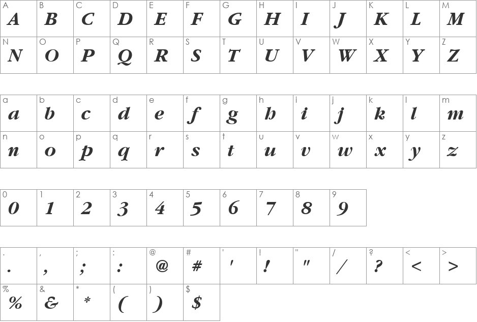 GarryMondrian6 font character map preview