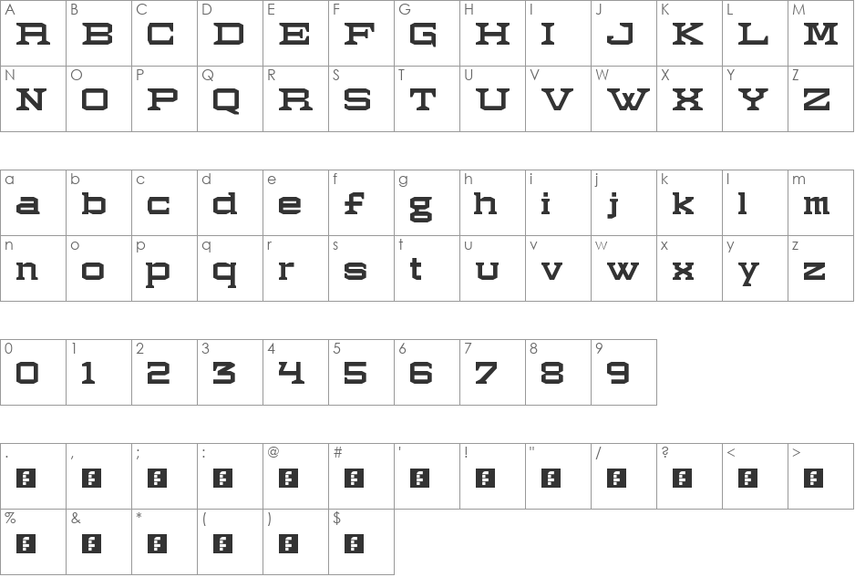 garthing font character map preview