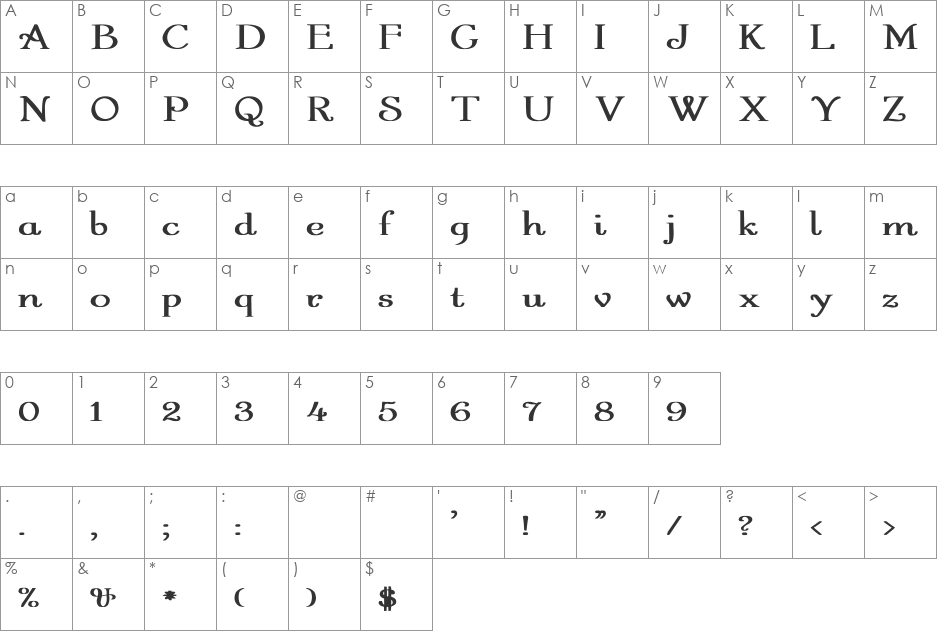 Garton Regular Wd Bold font character map preview