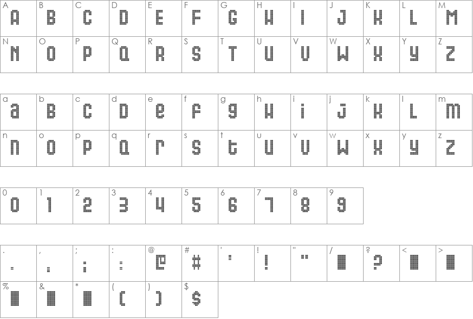 Gas font character map preview