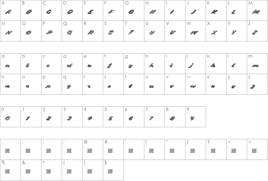 Gaslighter font character map preview
