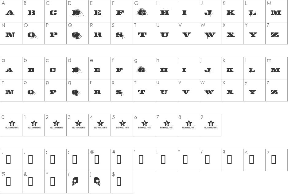 GASMASK font character map preview