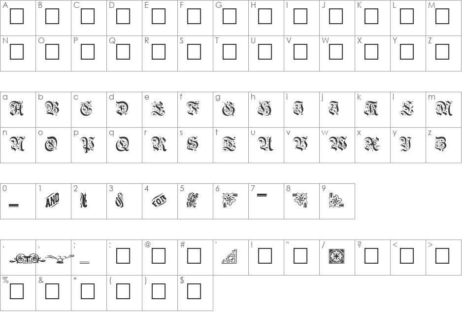 GASPARB font character map preview